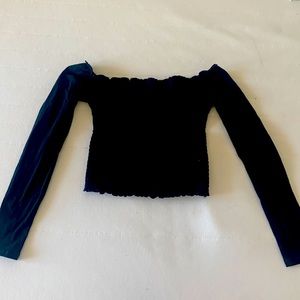 Hollister Black Smock Off-Shoulder Crop Top